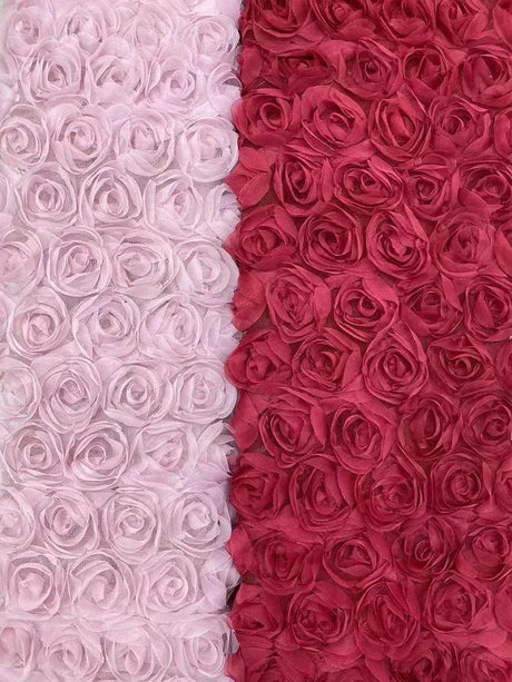 3D Large Rose Embroidered Lace Fabric, Discoloration Flower Children's Applique Clothing, Dress Fashion, RS24458