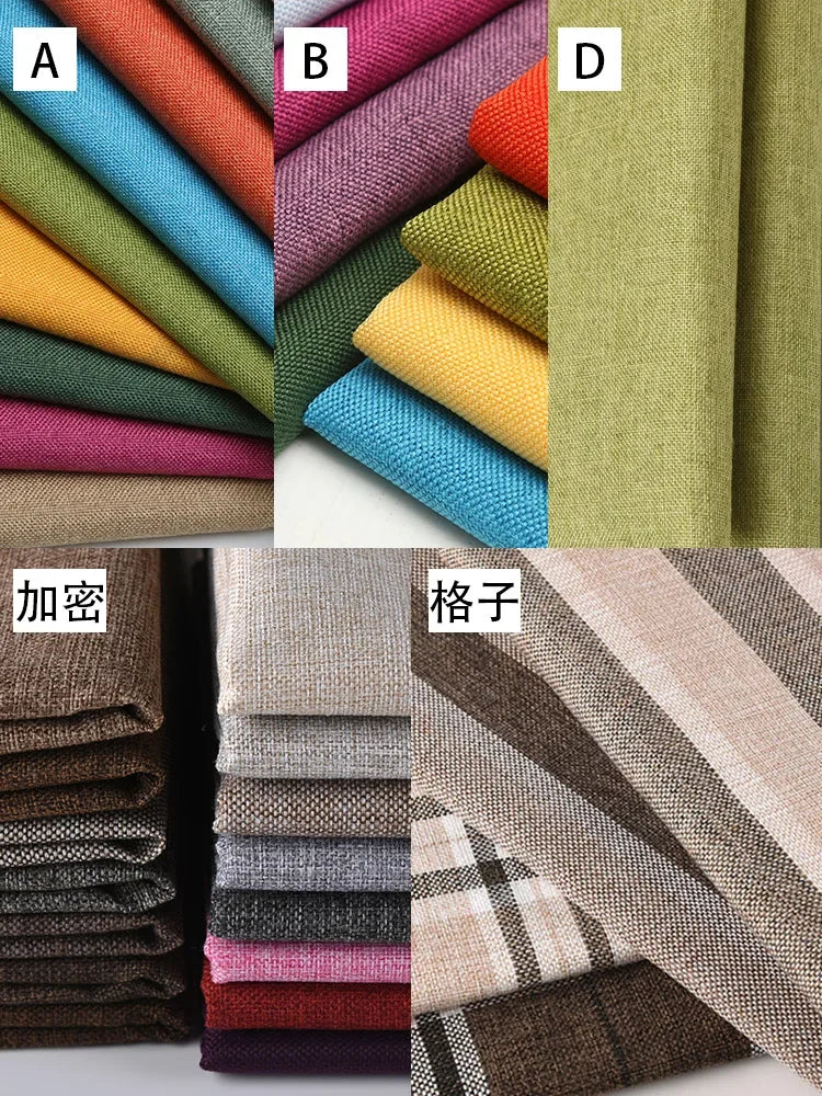 Thickening Solid Color Polyester Linen Fabric Dust-proof Coarse Fabric Canvas Sofa DIY Curtains Tablecloths Seat Cushions Fabric