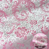 50*75cm Brocade Jacquard Fabric Pink Color Silk Feather Flower Pattern For Sewing Kimono Robe Girl's Dress DIY Needlework Satin