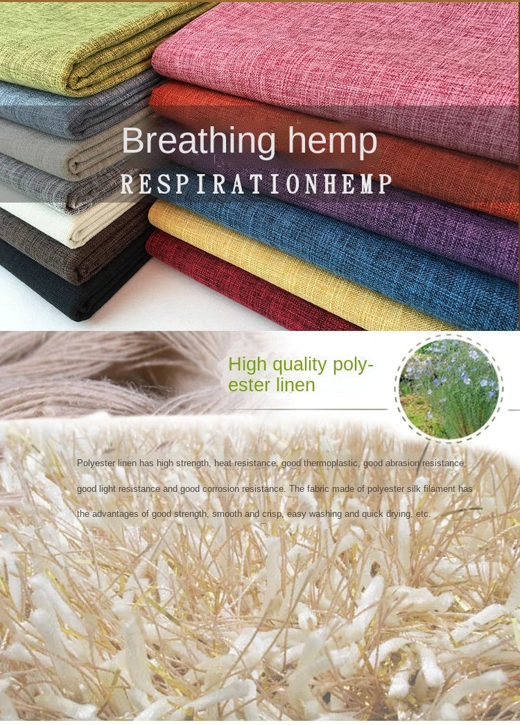 100cm*148cm Solid Color Thick Coarse Linen Sofa Fabric Cotton and Linen Curtain Tablecloth DIY Polyester Linen Fabric 400-500g/m