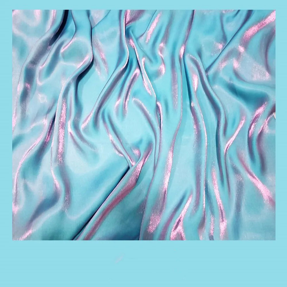 Holographic Gradient Satin Fabric 150cm Wide Iridescent Silk For Wedding Dress Bridal Veil Prom Gown DIY Sewing Hanfu Materials