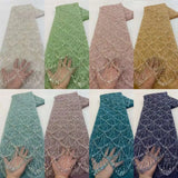 African Heavy Beads Lace Fabric 2024 High Quality Nigerian Sequins Groom Lace French Tulle Fabric For Wedding Party Dress Sewing