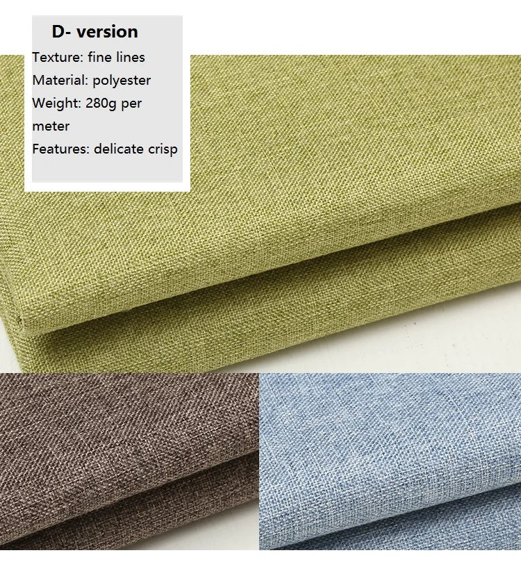 Thickening Solid Color Polyester Linen Fabric Dust-proof Coarse Fabric Canvas Sofa DIY Curtains Tablecloths Seat Cushions Fabric