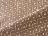 160*50cm Pure Cotton Twill Fabric with Bear Grid Heart Printed for Handmade Clothing and Bedding,DIY Patchwork Cloth Craft