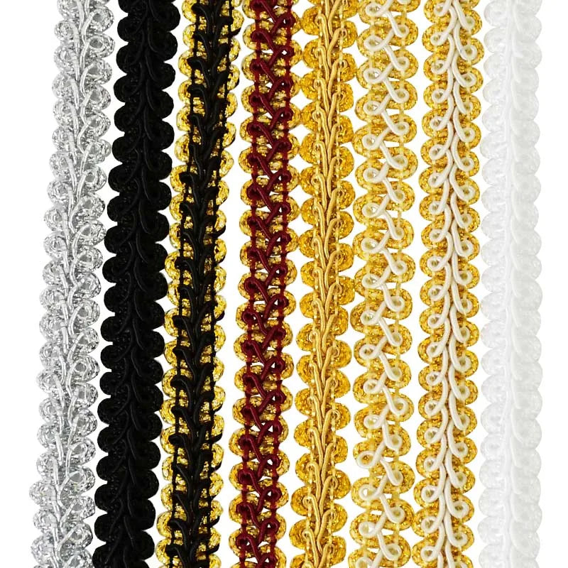 5yards 12mm Lace Trimming Ribbon Polyester Centipede Braided Lace Sewing Clothes Accessories Curve Lace DIY Craft Wedding Decor