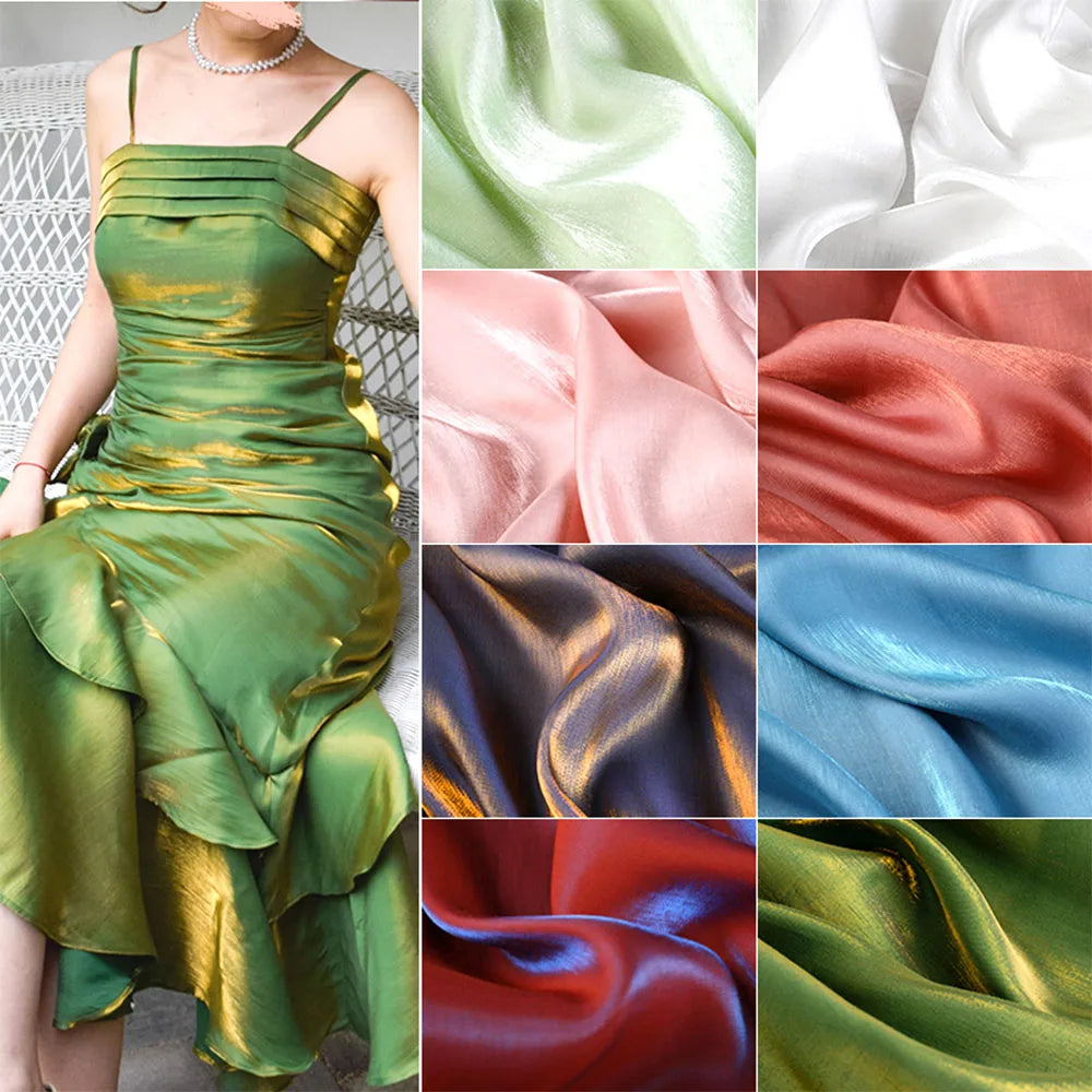 100x150cm Two-tone Mercerized Satin Fabric For Sewing Silky Skirt Dress Shirt Handmade DIY Patchwork Background Decoration Cloth