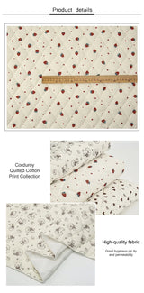0.5m/1m/2m Thicken Corduroy Strawberry Love Print Quilted with Cotton Fabric for Blanket Children's Clothing DIY Sewing Fabric