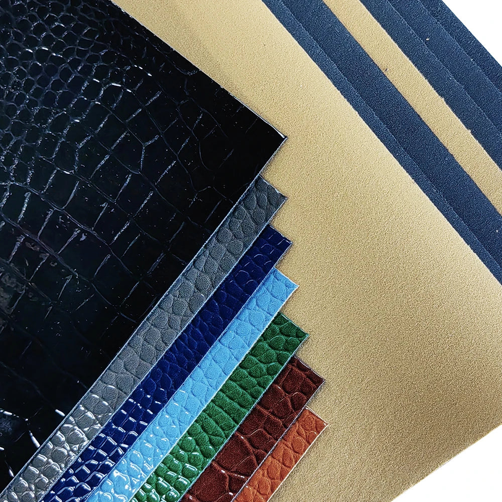 Glossy Embossed Crocodile Texture Faux Leather Roll Synthetic Leather Fabric for Wallets Keychains Making Sewing Crafts Material