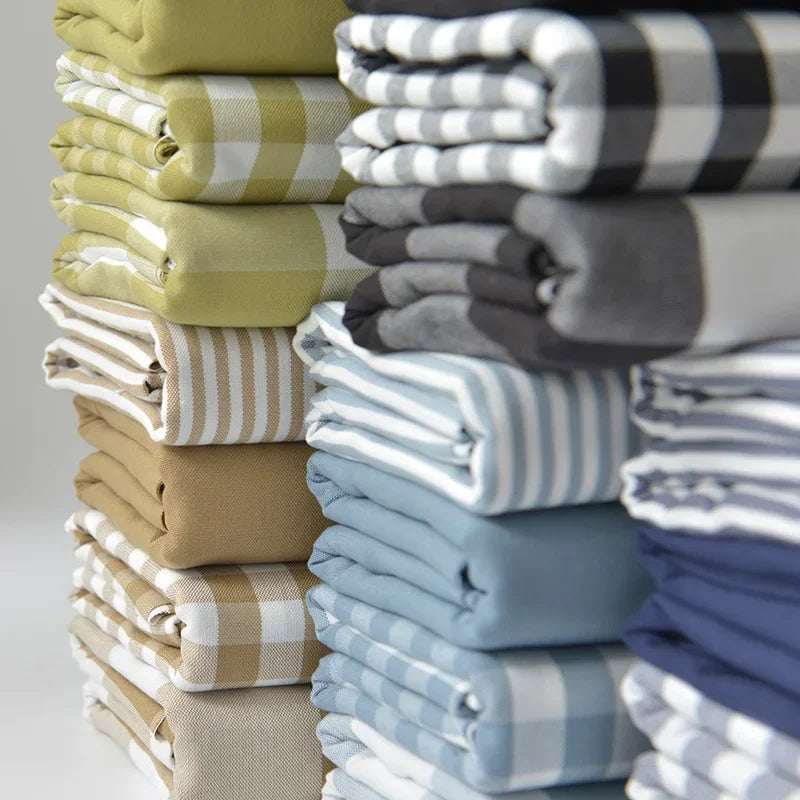 Home Furnishings Tablecloths Curtains Cushions Sofas Thickened Yarn Dyed Polyester Cotton Checkered Stripes Solid Colors Fabric