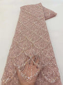 African Heavy Beads Lace Fabric 2024 High Quality Nigerian Sequins Groom Lace French Tulle Fabric For Wedding Party Dress Sewing