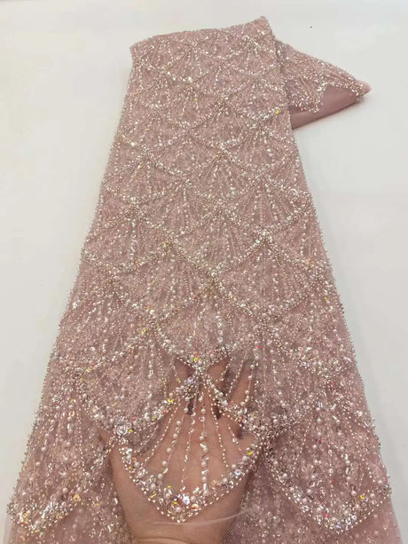 African Heavy Beads Lace Fabric 2024 High Quality Nigerian Sequins Groom Lace French Tulle Fabric For Wedding Party Dress Sewing