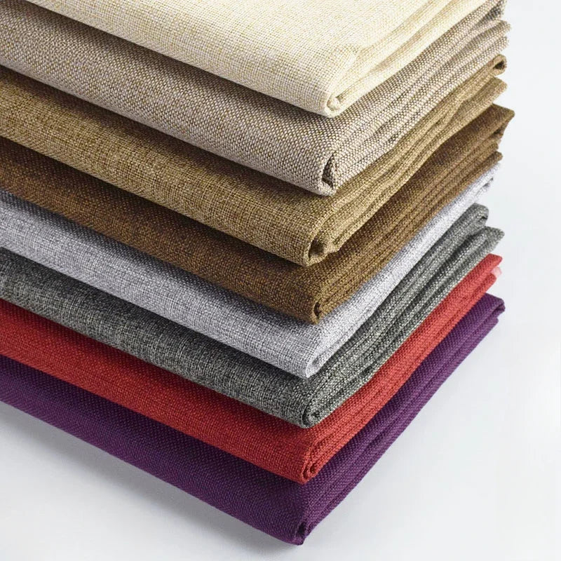 Thickening Solid Color Polyester Linen Fabric Dust-proof Coarse Fabric Canvas Sofa DIY Curtains Tablecloths Seat Cushions Fabric