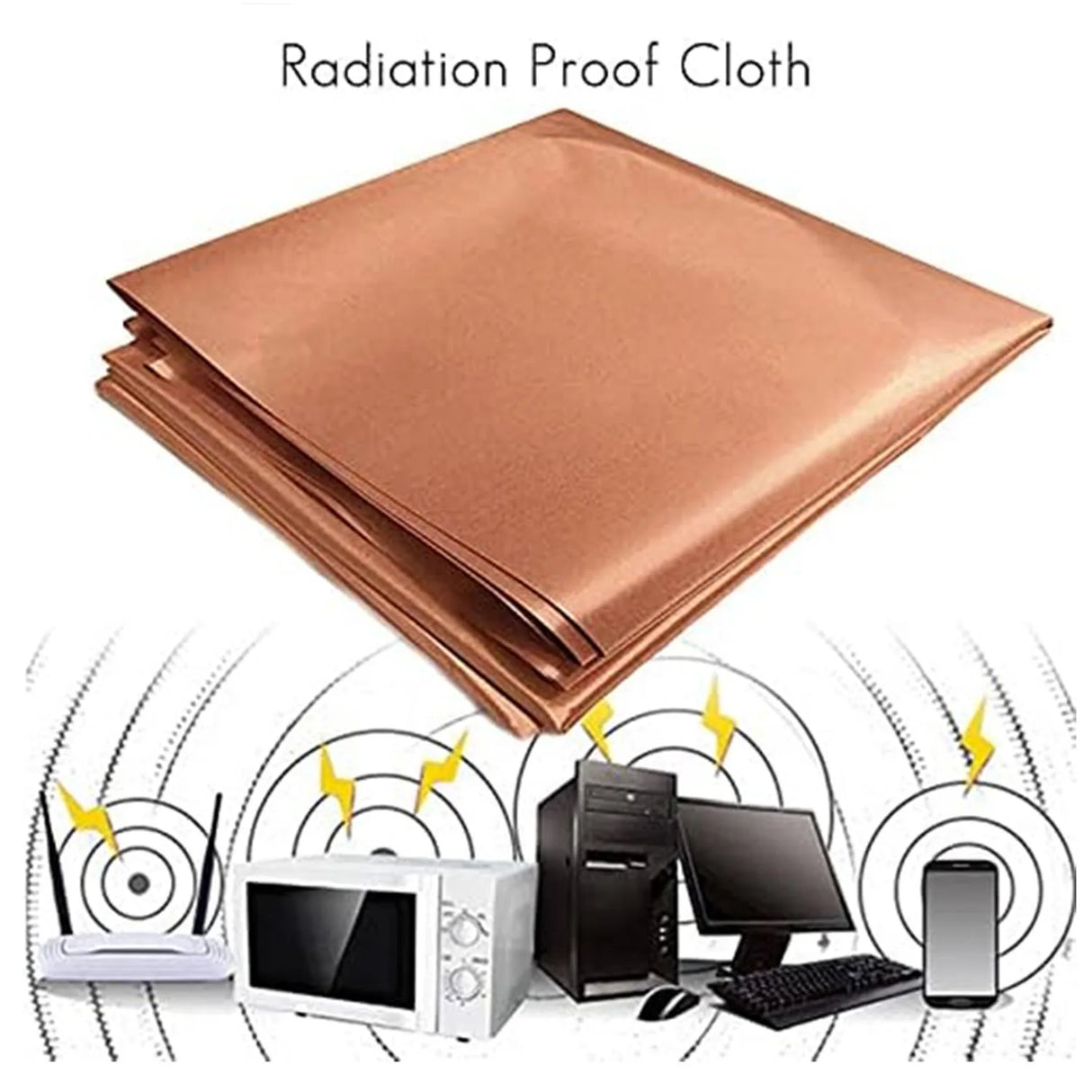 Golden Faraday Fabric RFID Shielding Block WiFi/RF Anti-Radiation Conductive Magnetic Copper EMF Protection Cloth Signal Blocker