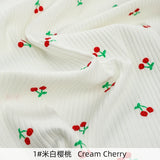 145x50cm Small Cherry Ribbed Knitted Pure Cotton Jacquard Fabric For Children's Clothing, T-shirts, Handmade DIY Sewing Fabrics
