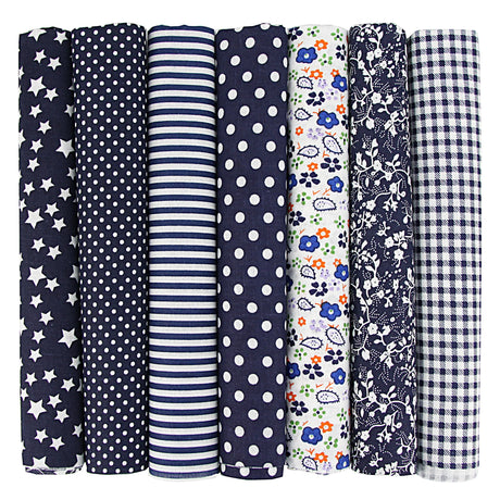 7Pcs 20" x 20" Cotton Fabric DIY Making Supplies Quilting Patchwork Fabric Fat Quarter Bundles DIY for Quilting Patchwork