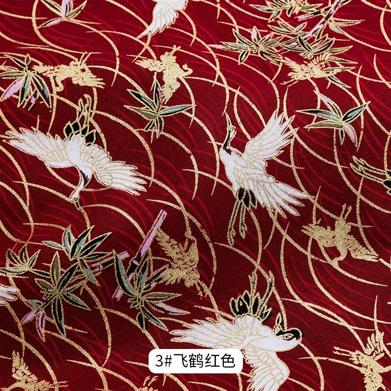 50x145cm Japanese Kimono Bronzed Fabric Sushi Cherry Blossoms Print Cotton Cloth DIY Materials Patchwork Accessories for Sewing
