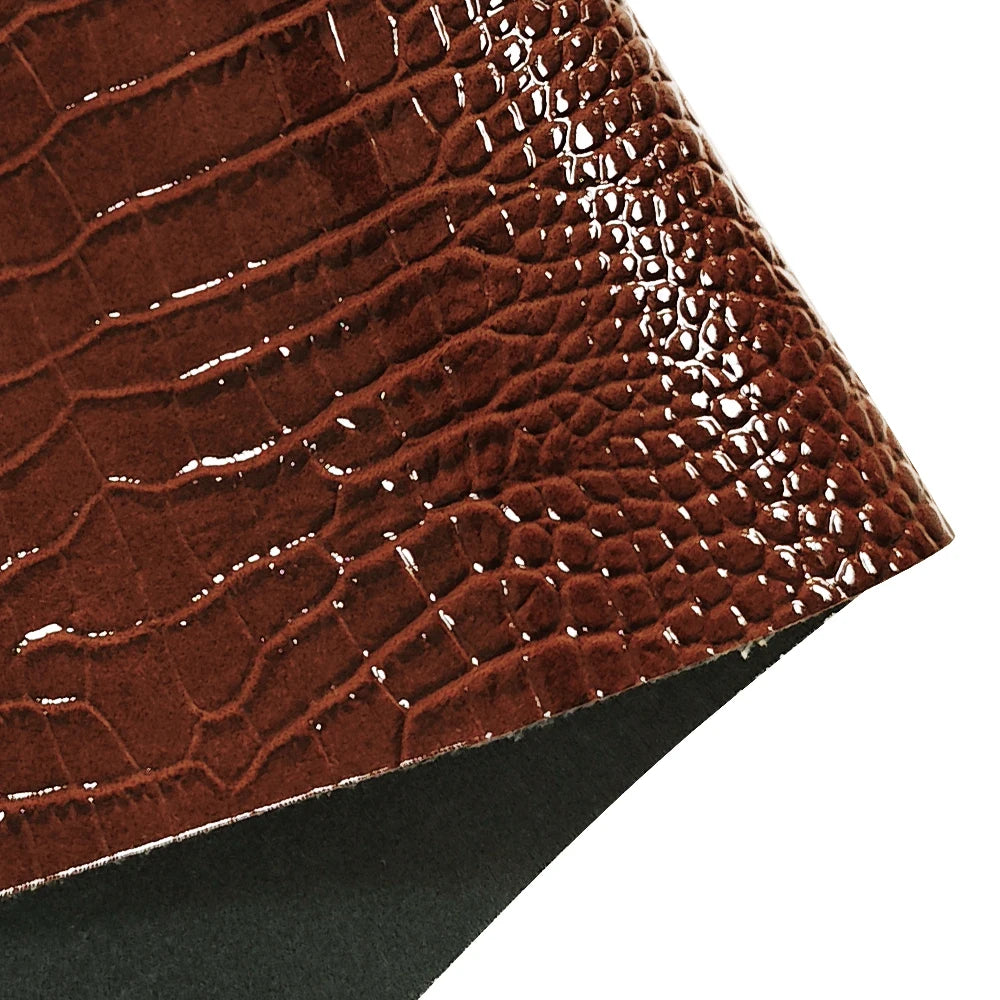 Glossy Embossed Crocodile Texture Faux Leather Roll Synthetic Leather Fabric for Wallets Keychains Making Sewing Crafts Material