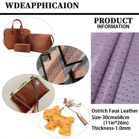 Ostrich Patterned Faux Leather Vinyl Fabric Embossed PVC Raised Particles for DIY Keychain Bags Earrings Sewing Supplies 30x68cm