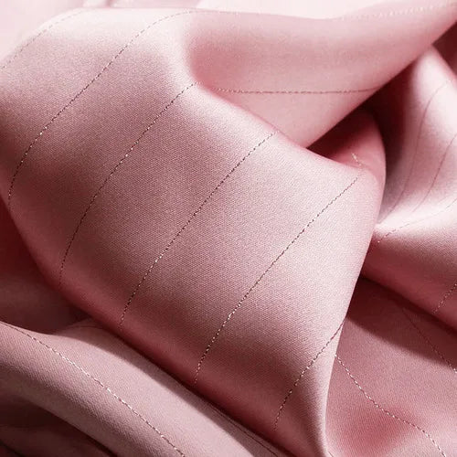 High End Bright Silk Striped Imitation Acetic Acid Fabric Satin Glossy Silk Smooth Drape Feeling Suit Dress Pants Fabric