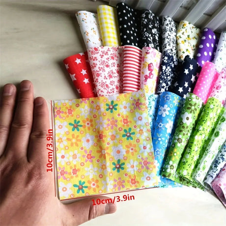 50PCS/lot 10X10cm Cotton Fabric Different Flowers Patterned Handmade Quilting Patchwork Sewing Square Floral Cotton Fabric Craft