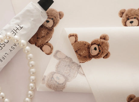 160*50cm Pure Cotton Twill Fabric with Bear Grid Heart Printed for Handmade Clothing and Bedding,DIY Patchwork Cloth Craft