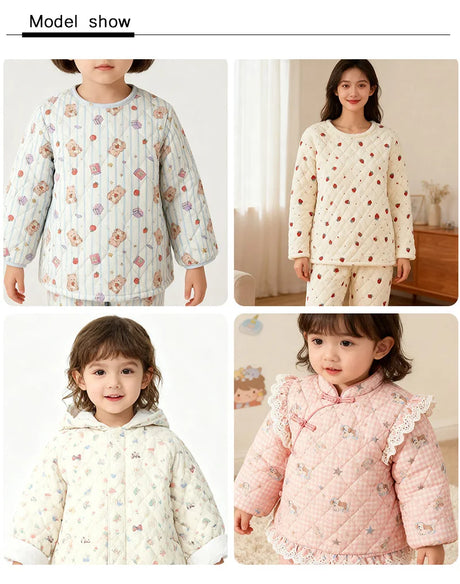 0.5m/1m/2m Thicken Corduroy Strawberry Love Print Quilted with Cotton Fabric for Blanket Children's Clothing DIY Sewing Fabric