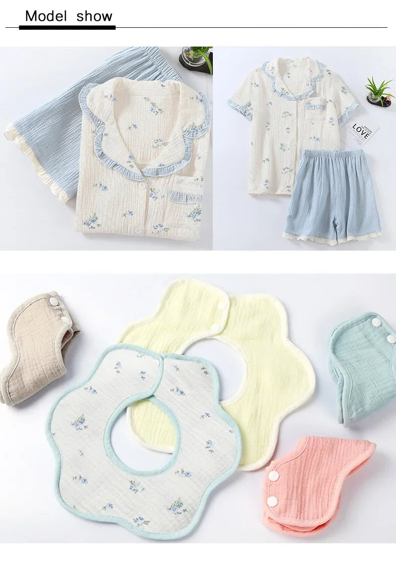 Breathable Pure Cotton Double-Layer Crepe Fabric For Bedding Home Wear Pajama Summer Dress DIY Clothing Cloth 135x50cm/500cm
