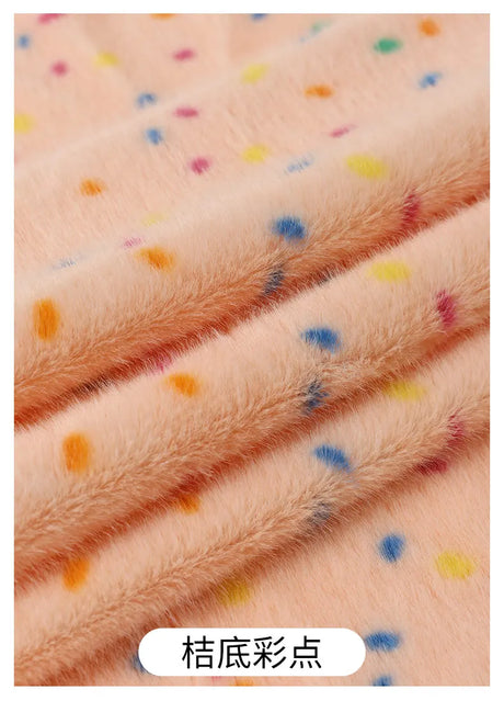 0.5/1/2 Yards Faux Fur Dot Printed Fabric for Plush Toys Cotton Dolls Warm Hats Decorative Cloth Handmade Sewing Fabrics