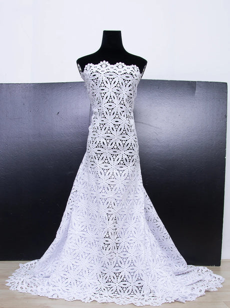 White African Guipure Cord Lace Fabric with Sequins 2025 High Quality Nigerian Guipure Cord Lace for Sewing Wedding Dress F4025