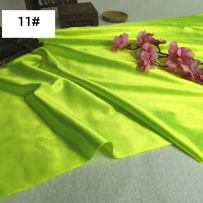 Bright Shiny Stretch Satin Fabric, Spandex Lycra Cloth for Dance Dress, Sports and Yoga Material,Black,White,Blue,By the Meter,