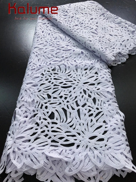 White African Guipure Cord Lace Fabric with Sequins 2025 High Quality Nigerian Guipure Cord Lace for Sewing Wedding Dress F4025