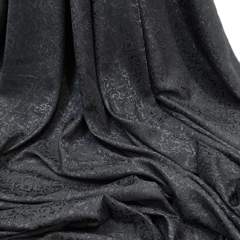 Black 3D Jacquard Fabric, Textured Brocade Fabric, Costume Drapery DIY Sewing Fabric, Suitable For Dress or Gown