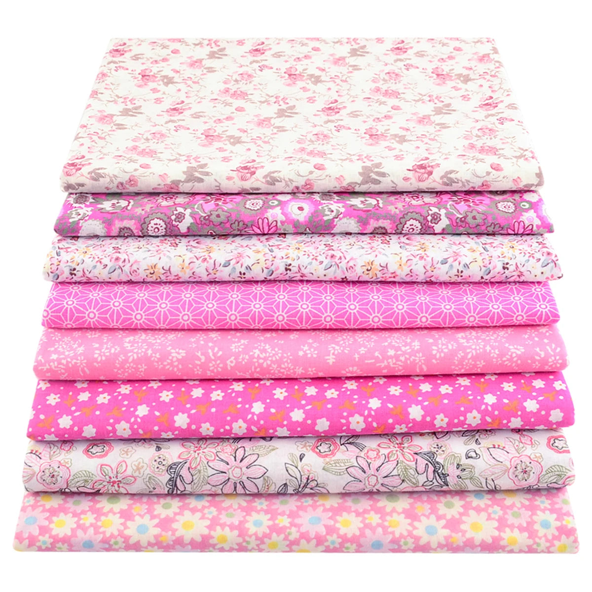 100% Cotton Fabric Pink Purple Pattern Floral Plain Printed Patchwork Cloth DIY Handmade Sewing fabrics in The Meter Needlework