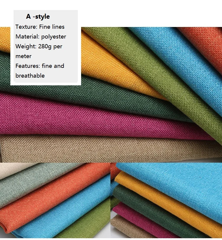 Thickening Solid Color Polyester Linen Fabric Dust-proof Coarse Fabric Canvas Sofa DIY Curtains Tablecloths Seat Cushions Fabric