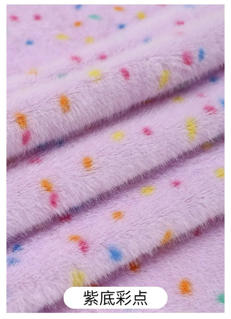 0.5/1/2 Yards Faux Fur Dot Printed Fabric for Plush Toys Cotton Dolls Warm Hats Decorative Cloth Handmade Sewing Fabrics