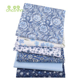 Chainho,Printed Twill Weave Cotton Fabric,DIY Qulting Sewing Material,Patchwork Cloth,Blue Series,6 Designs,3 Spiecification