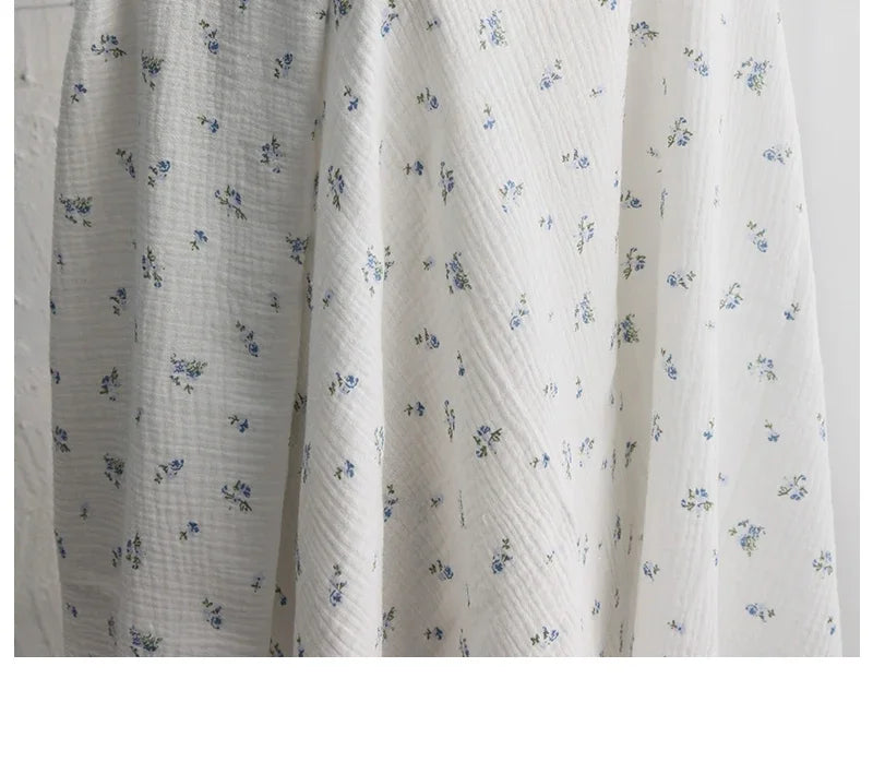 Breathable Pure Cotton Double-Layer Crepe Fabric For Bedding Home Wear Pajama Summer Dress DIY Clothing Cloth 135x50cm/500cm