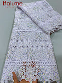 White African Guipure Cord Lace Fabric with Sequins 2025 High Quality Nigerian Guipure Cord Lace for Sewing Wedding Dress F4025