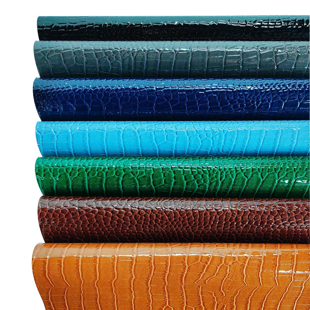 Glossy Embossed Crocodile Texture Faux Leather Roll Synthetic Leather Fabric for Wallets Keychains Making Sewing Crafts Material