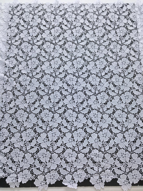 White African Guipure Cord Lace Fabric with Sequins 2025 High Quality Nigerian Guipure Cord Lace for Sewing Wedding Dress F4025