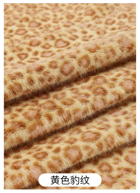 0.5/1/2 Yards Faux Fur Dot Printed Fabric for Plush Toys Cotton Dolls Warm Hats Decorative Cloth Handmade Sewing Fabrics