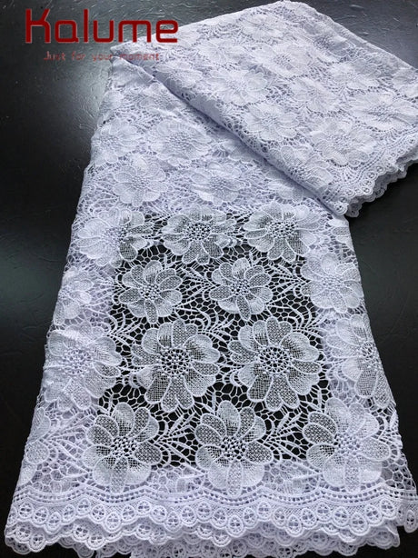 White African Guipure Cord Lace Fabric with Sequins 2025 High Quality Nigerian Guipure Cord Lace for Sewing Wedding Dress F4025
