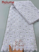 White African Guipure Cord Lace Fabric with Sequins 2025 High Quality Nigerian Guipure Cord Lace for Sewing Wedding Dress F4025