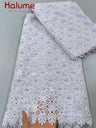 White African Guipure Cord Lace Fabric with Sequins 2025 High Quality Nigerian Guipure Cord Lace for Sewing Wedding Dress F4025