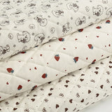 0.5m/1m/2m Thicken Corduroy Strawberry Love Print Quilted with Cotton Fabric for Blanket Children's Clothing DIY Sewing Fabric