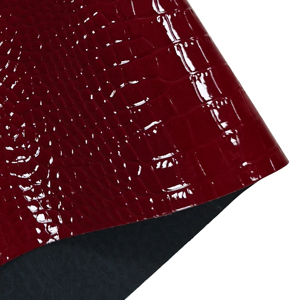 Glossy Embossed Crocodile Texture Faux Leather Roll Synthetic Leather Fabric for Wallets Keychains Making Sewing Crafts Material