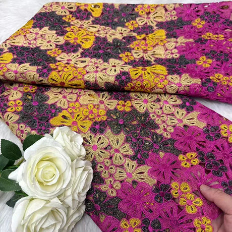 New Multicolore Embroidered Water Soluble Lace Fabric African Guipure Cord Lace Fabric For Sewing Nigerian Women Dresses 5 yards