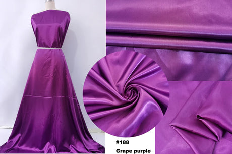 Solid Satin 58" Wide | 1Meter | 2Meters | 5Meters | Silky Charmeuse Scarf Craft DIY Fabric Purple