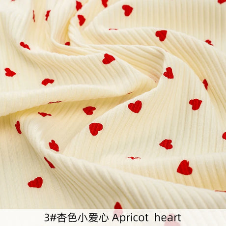 145x50cm Small Cherry Ribbed Knitted Pure Cotton Jacquard Fabric For Children's Clothing, T-shirts, Handmade DIY Sewing Fabrics