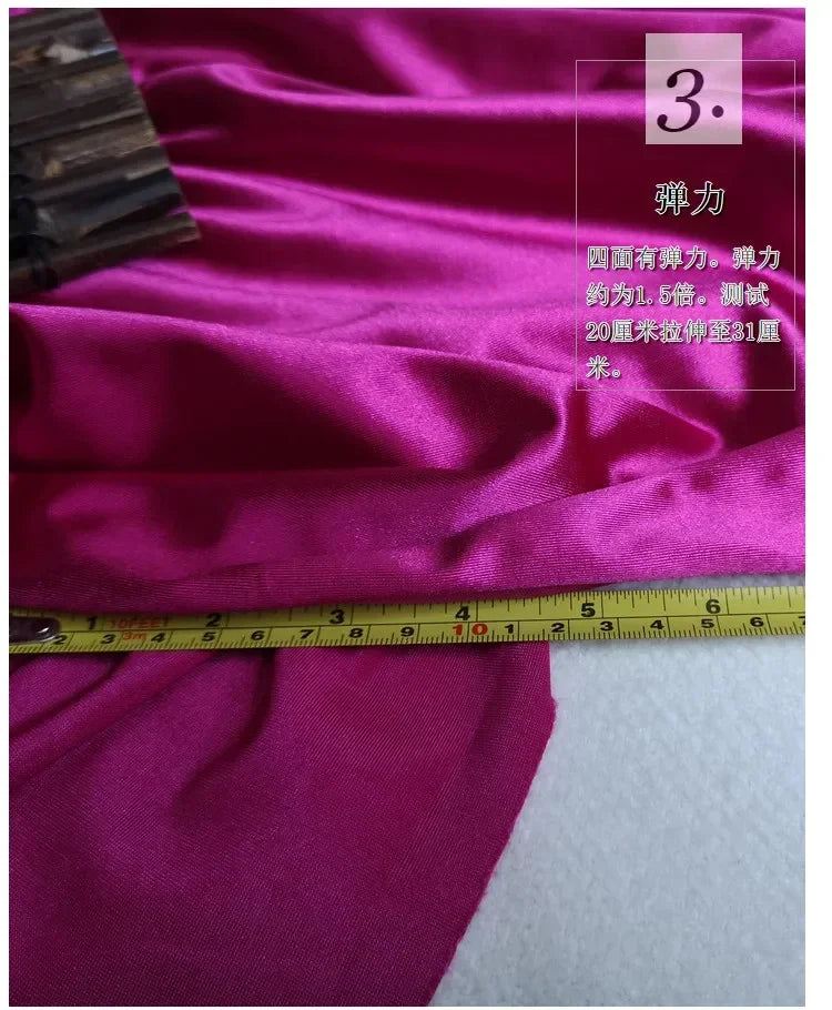 Bright Shiny Stretch Satin Fabric, Spandex Lycra Cloth for Dance Dress, Sports and Yoga Material,Black,White,Blue,By the Meter,